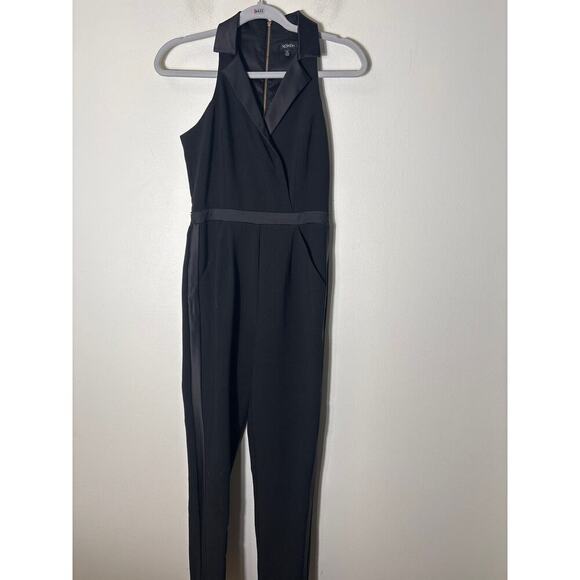 XOXO Black Sleeveless Tuxedo Style Special Occasion Jumpsuit Sz 0 - Picture 1 of 2